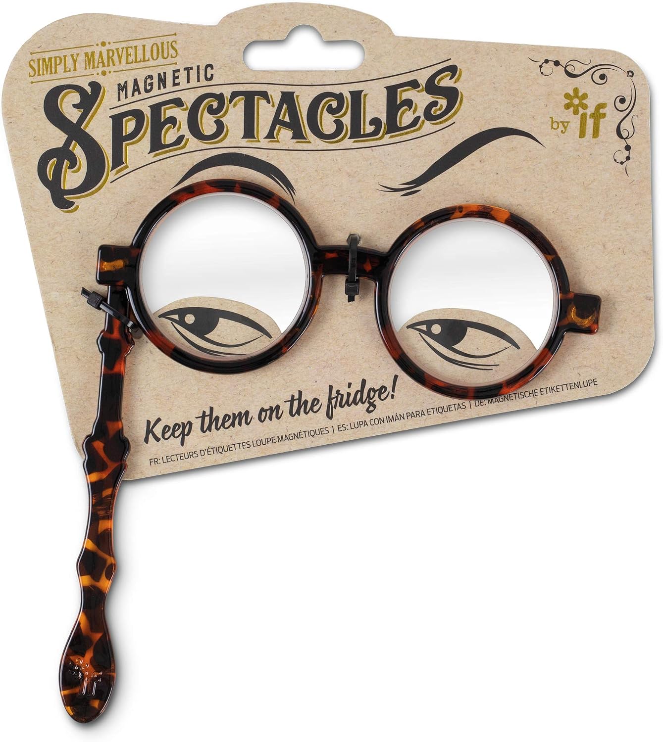 IF Simply Marvellous Magnetic Spectacles - Tortoiseshell Round, Beige, 18 cm x 19 cm x 0.8 cm
