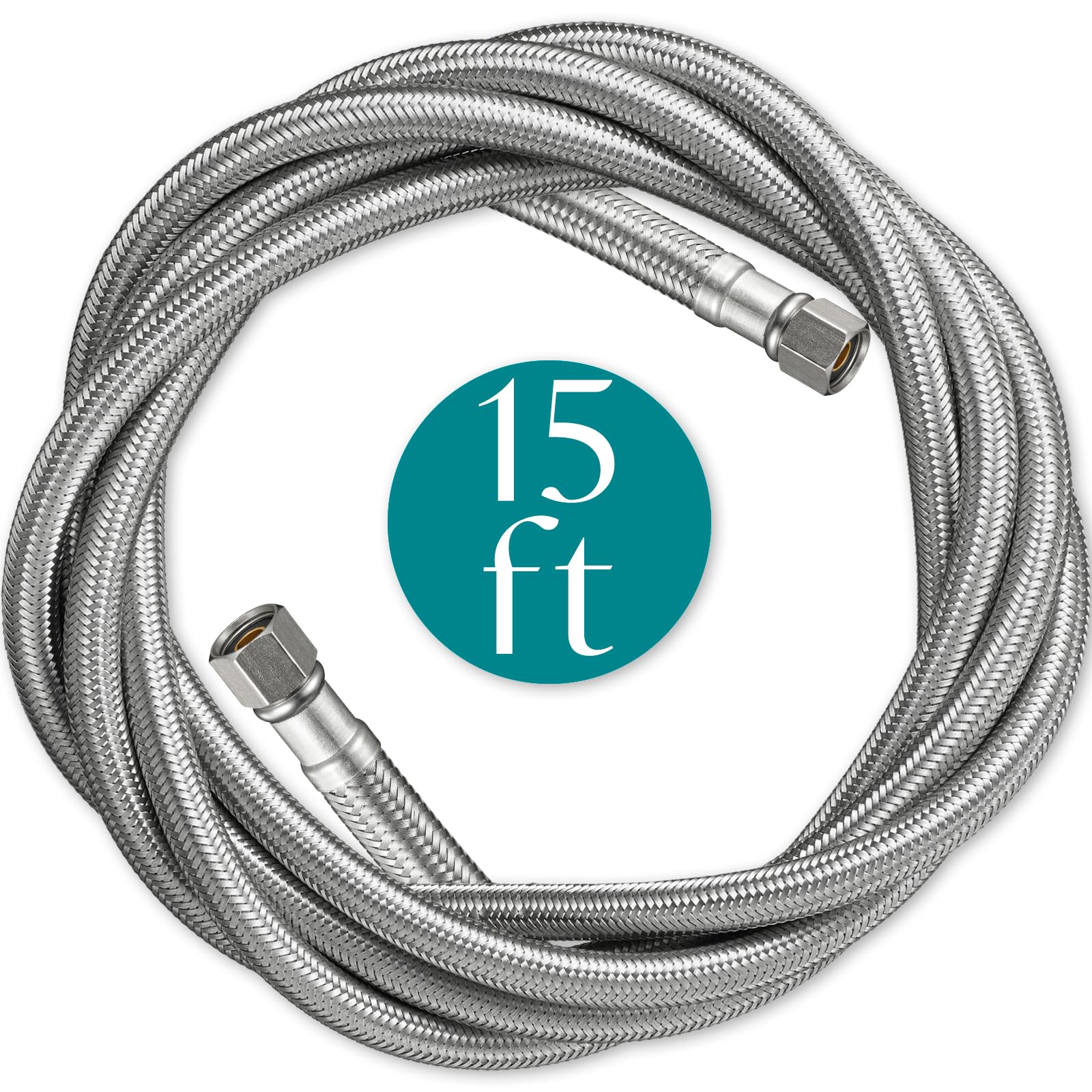 Photo 1 of Refrigerator Water Line for Ice Maker Braided - 15' Pex Water Supply Lines Hose for Fridge Outlet Box with 1/4 Comp Fitting