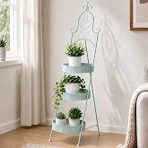 Chonsun Metal 3-Tier Ladder Corner Plant Stand Green Flower Pot Rack | Freestanding Flower Pot Holder Rack for Indoor Outdoor, Rustproof Planter Holder for Balcony Patio Living Room, Green