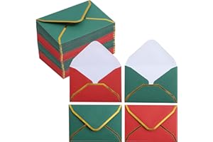 WINOO DESIGN Heavy Duty Mini Envelopes with Gold Border - 48 PK - Christmas Gift Card Envelopes Small Envelope Assorted Color for Note Cards Business Card Wedding 3.9 x 2.75 Inches