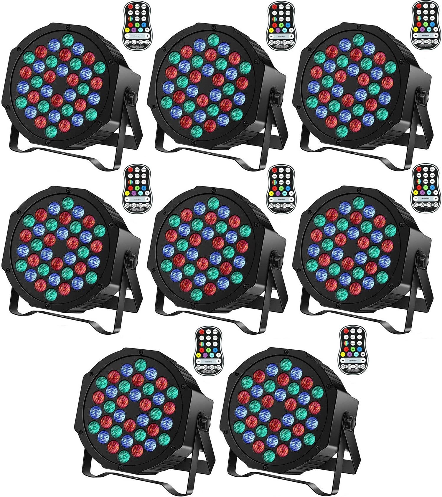 ZHENNBY Par Licht podiumlicht, 36 LED RGB partylicht spot discolicht DMX schijnwerper met afstandsbediening 4 modi licht voor bar, podium, party, DJ, Halloween, Kerstmis - 4 stuks