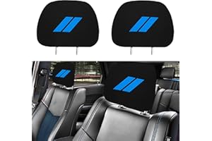 YOSRTER Headrest Covers for Dodge Charger Challenger Durango Accessories Soft Black Fabric Head Rest Cover Universal Fit to All Car/Truck Models 2 Pack(Blue Trim)