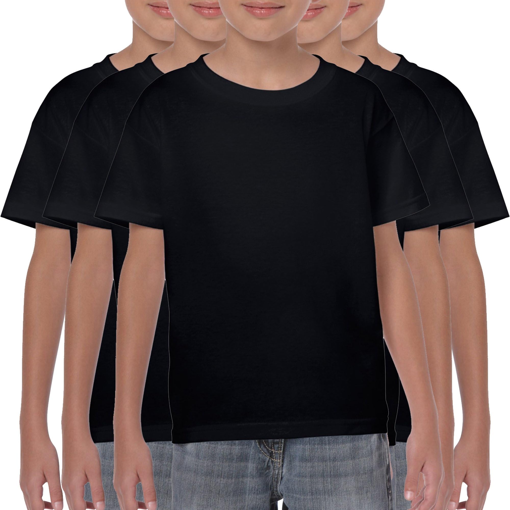 Boys and Girls School Polo Shirts - 5 Pack Childrens T-Shirts School Uniform PE Kit Girls Boys Tshirt S M L XL White Black Grey Red Blue UK Supplier