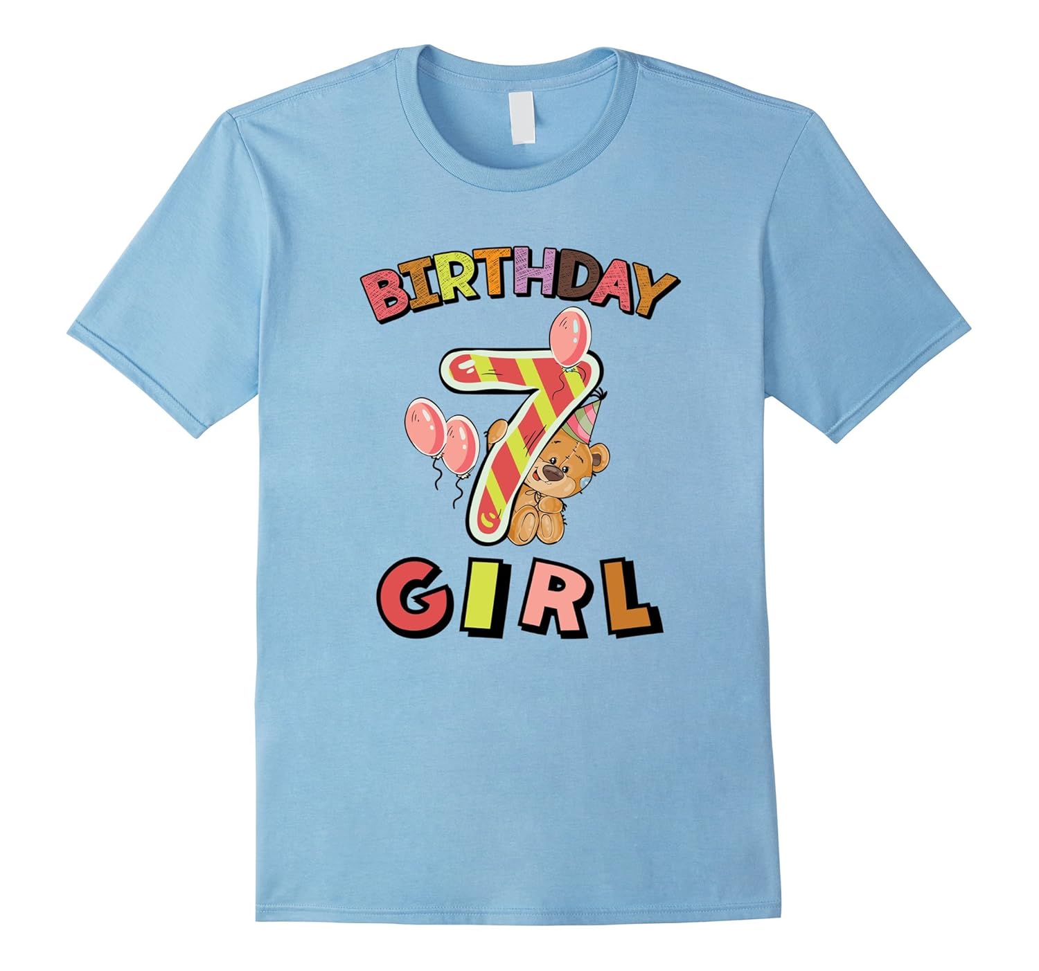 Kids Birthday Girl Seventh 7th T Shirt-ANZ