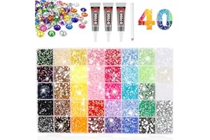 KTZCTPCA 32000 Pcs Resin Flatback Rhinestones Kit, 3mm Jelly Gems for Bedazzling with B7000 Glue and Pickup Pen, Multicolor B