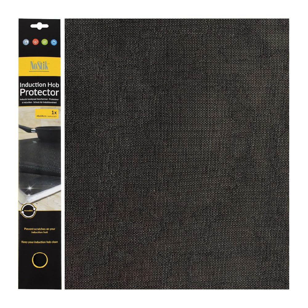 NoStik Induction Hob Protector/Liner 48 x 58 cm, Black, Silver