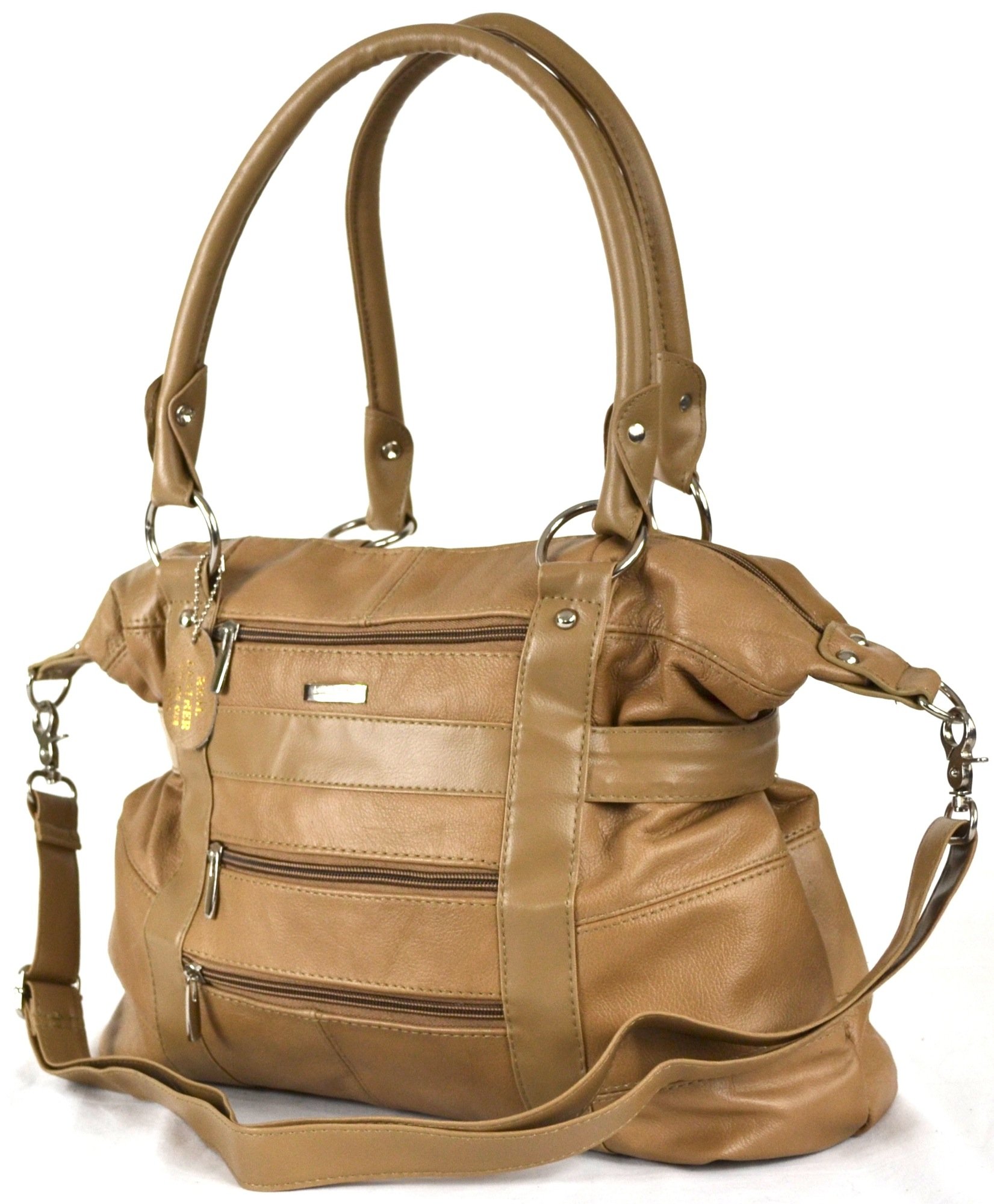 Ladies Large Leather Tote Bag / Handbag / Shopper with Detachable Shoulder Strap ( Fawn )