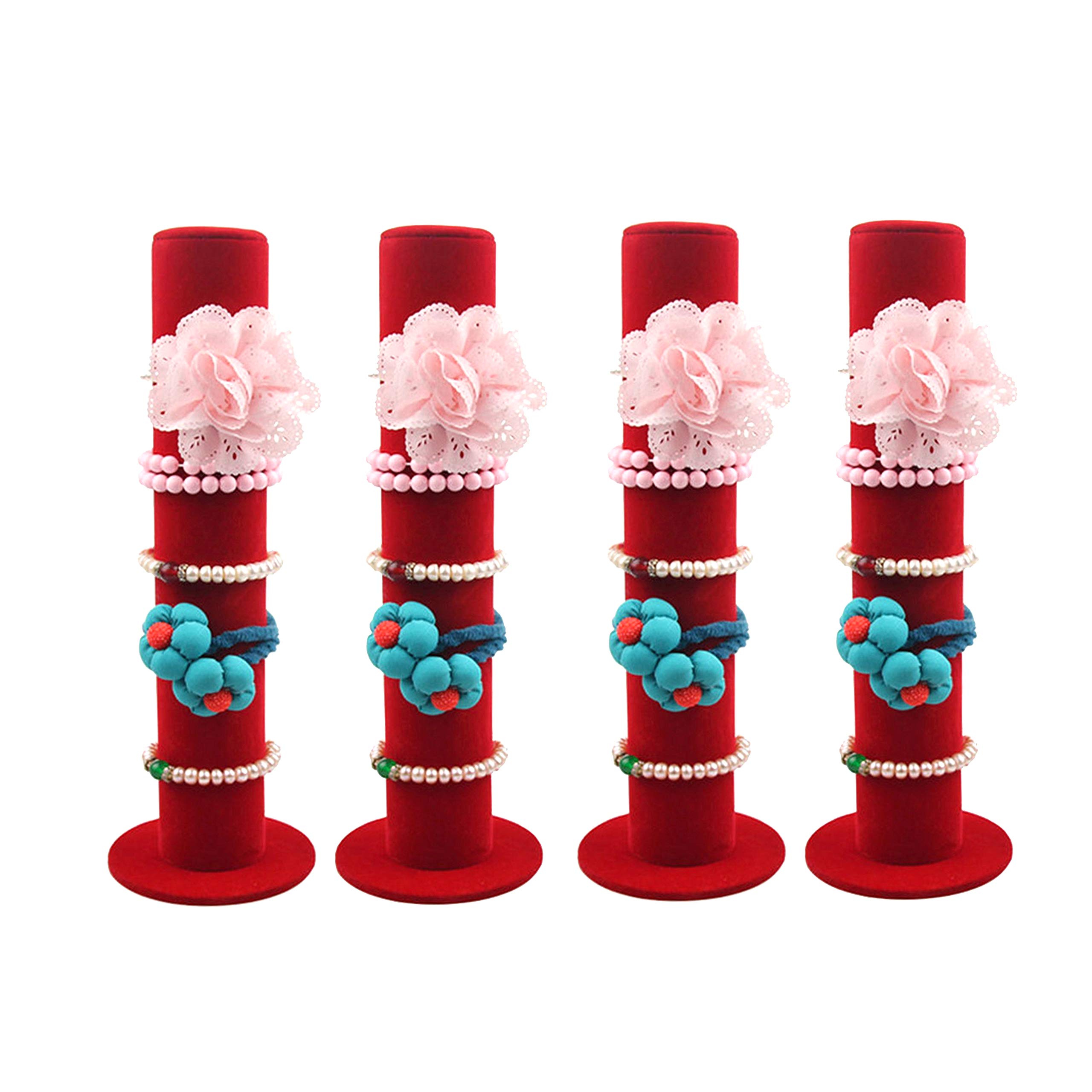 Photo 1 of Bocar Velvet Vertical Tower Jewelry Bracelet Display Stand Bangle T-Bar Display Holder (CTZ-red-4)
