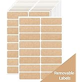 Removable Kraft Label Stickers- Writable Gift Tag Stickers Labels, Self-Adhesive Brown Kraft Label for Essential Oil Bottle, Jars, Food Storage or Gift Decoration-240 PCS