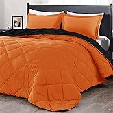 downluxe King Size Comforter Set - Orange and Black King Comforter, Soft Bedding Sets for All Seasons -3 Pieces - 1 Comforter (104"x92") and 2 Pillow Shams(20"x36")