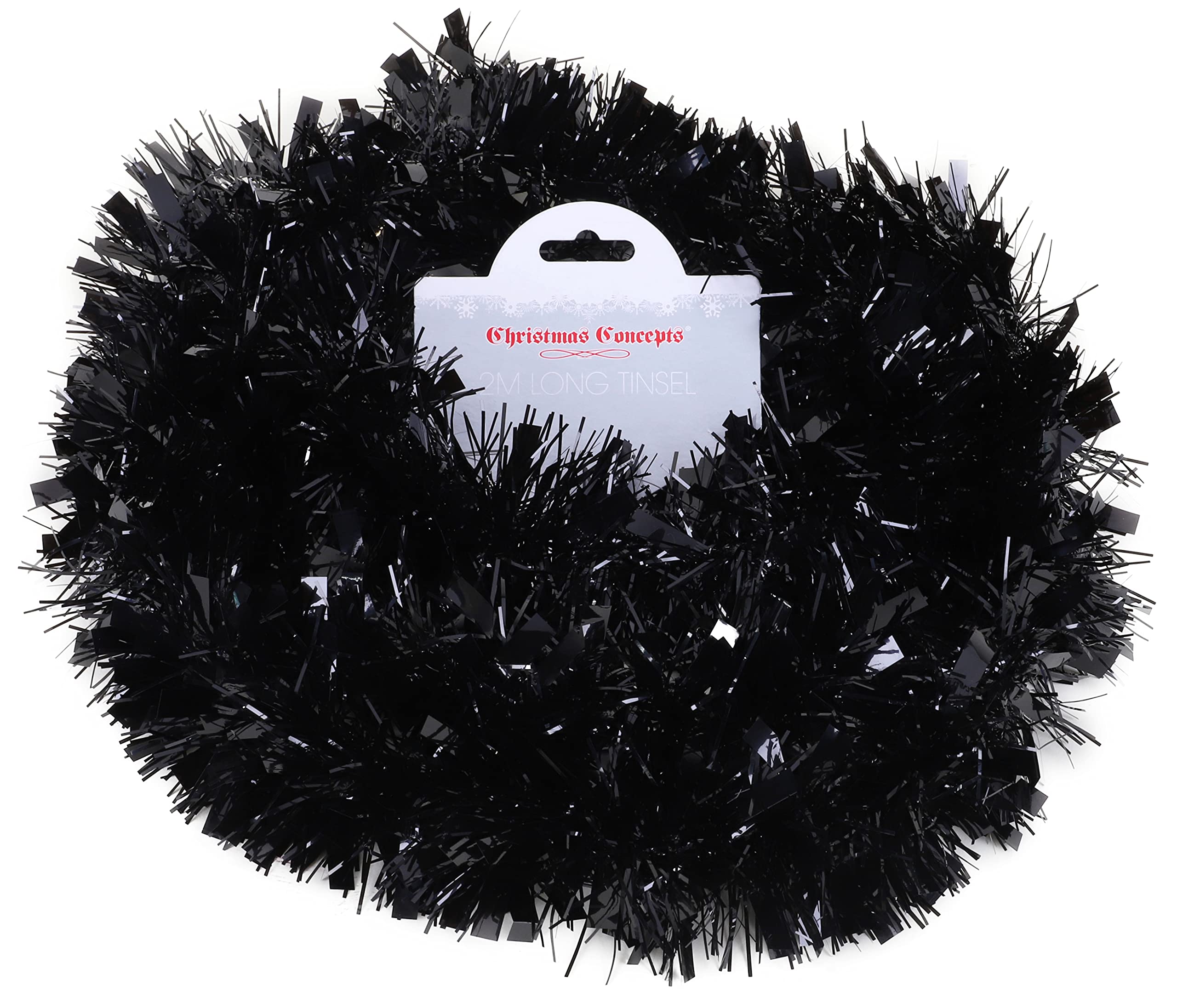 Christmas Concepts® 2m (6.6ft) Chunky/Fine Christmas Tinsel - Christmas Decoration Tinsel (Black) — image 1