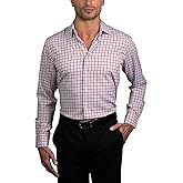 Nautica Slim Fit Mens Plaid Dress Shirts Long Sleeve Wrinkle Free Formal 4-Way Stretch Cooling Technology Work Ready