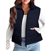 Nitzana Women's Puffer Vest Detachable Hooded Stand Collar Zip Up Puffy Quilted Vests Outerwear With Pockets Fall Winter