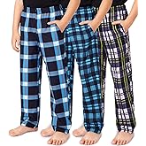 TUONROAD Boys 3 Pack Pajama Pants Soft Plaid Cozy Elastic Waist Sleep Bottoms Size 7 14 with Pockets