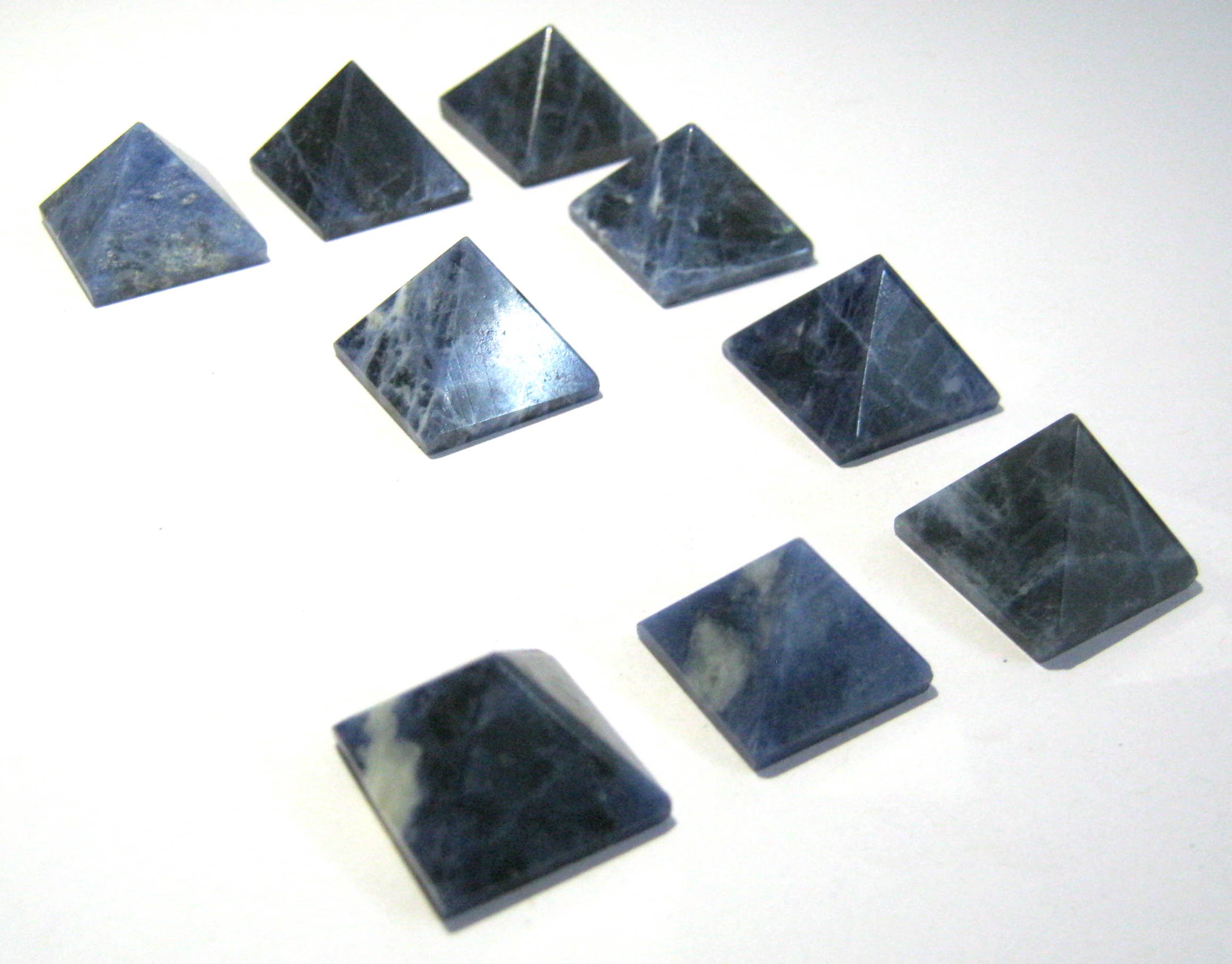 Excellent Set of Nine Sodalite Mini Pyramids Crystal Healing Reiki FENG Shui Gift Gemstone Wellness Positive Energy