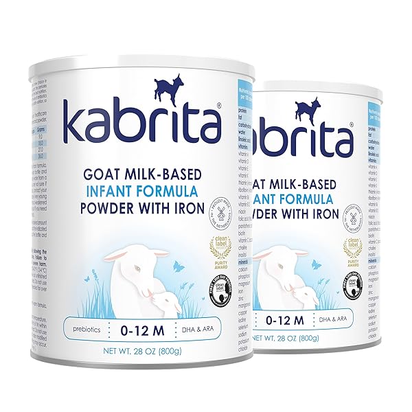 KABRITA GOAT MILK-BASED INFANT FORMULA POWDER WITH IRON, DHA, ARA & PREBIOTICS, FOR INFANTS 0–12 MONTHS, NON-GMO, 28 OZ (PACK OF 2)