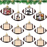 Vercraft 12 Pcs Football Sports Ornaments for Christmas Tree Decorations Wooden Christmas Picture Frames Xmas Photo Ornament Gifts for Sports Player Team Keepsake Party Favors