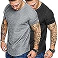 COOFANDY Men Muscle Workout T Shirt Gym Bodybuilding Active Short Sleeve Tee Top Black