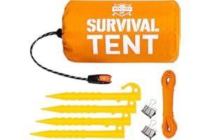 Monterra Emergency Tent, 2 Person Survival Shelter, Thermal Mylar, Waterproof, Outdoor Camping Gear and Equipment, Survival Kits, Compact Bivvy Tarp, Includes Paracord and Accessories.