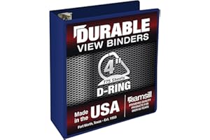 Samsill Durable 4 Inch Binder, Made in The USA, Locking D Ring Binder, Customizable Clear View Cover, Dark Blue, Holds 775 Pa
