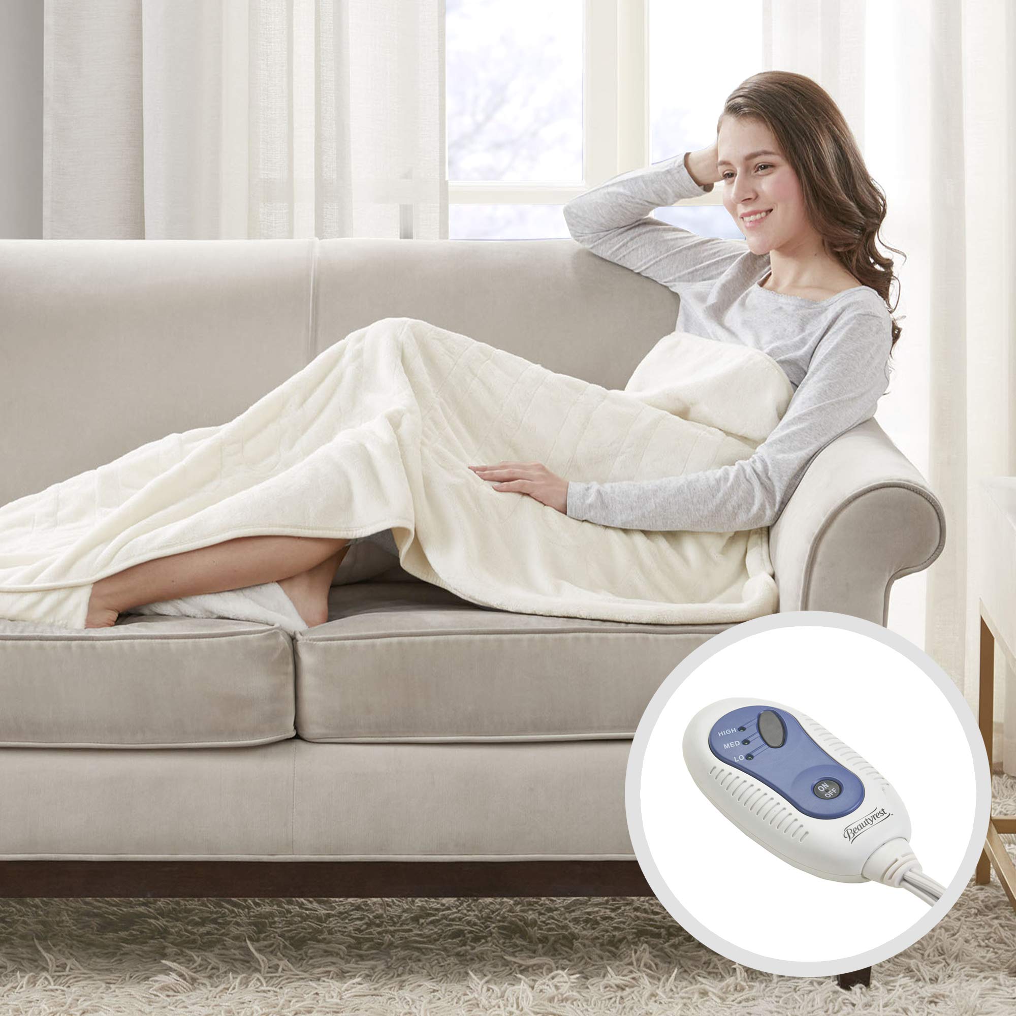 Beautyrest Foot Pocket Soft Microlight Plush Electric Blanket Heated