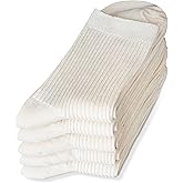 GBZJDSW Undyed Cotton White Thin Crew Socks for Women Men Lightweight Ribbed Casual Socks