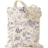 Miss Adola Aesthetic Canvas Tote Bag for Women - Sturdy Cloth Cotton Totes Bag with Pattern Shoulder Bag
