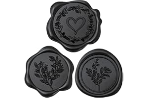 Uwilowe 60 Pcs Black Wax Seal Stickers Self-Adhesive Envelope Seals Stamp Stickers, Perfect for Wedding Invitations Seating Chart Christmas Gift Wrapping 3 Designs in 1 Pack