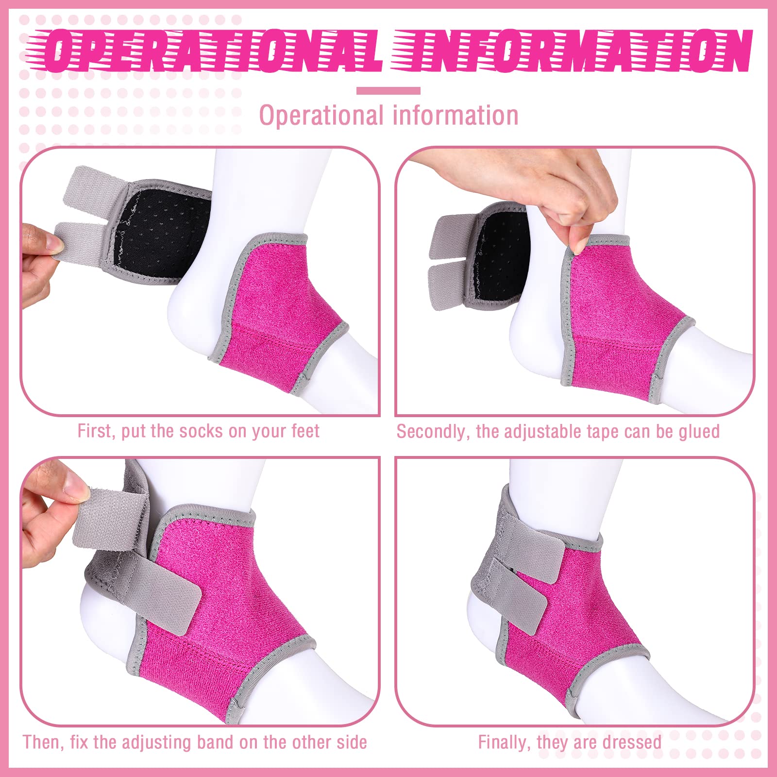 Tarpop 2 Pairs Kids Ankle Brace Set Foot Support Stabilizer Wraps Protector Guard Knitted Ankle Sleeve Sock Support Compression Socks for Injury Prevention(Pink,Medium)