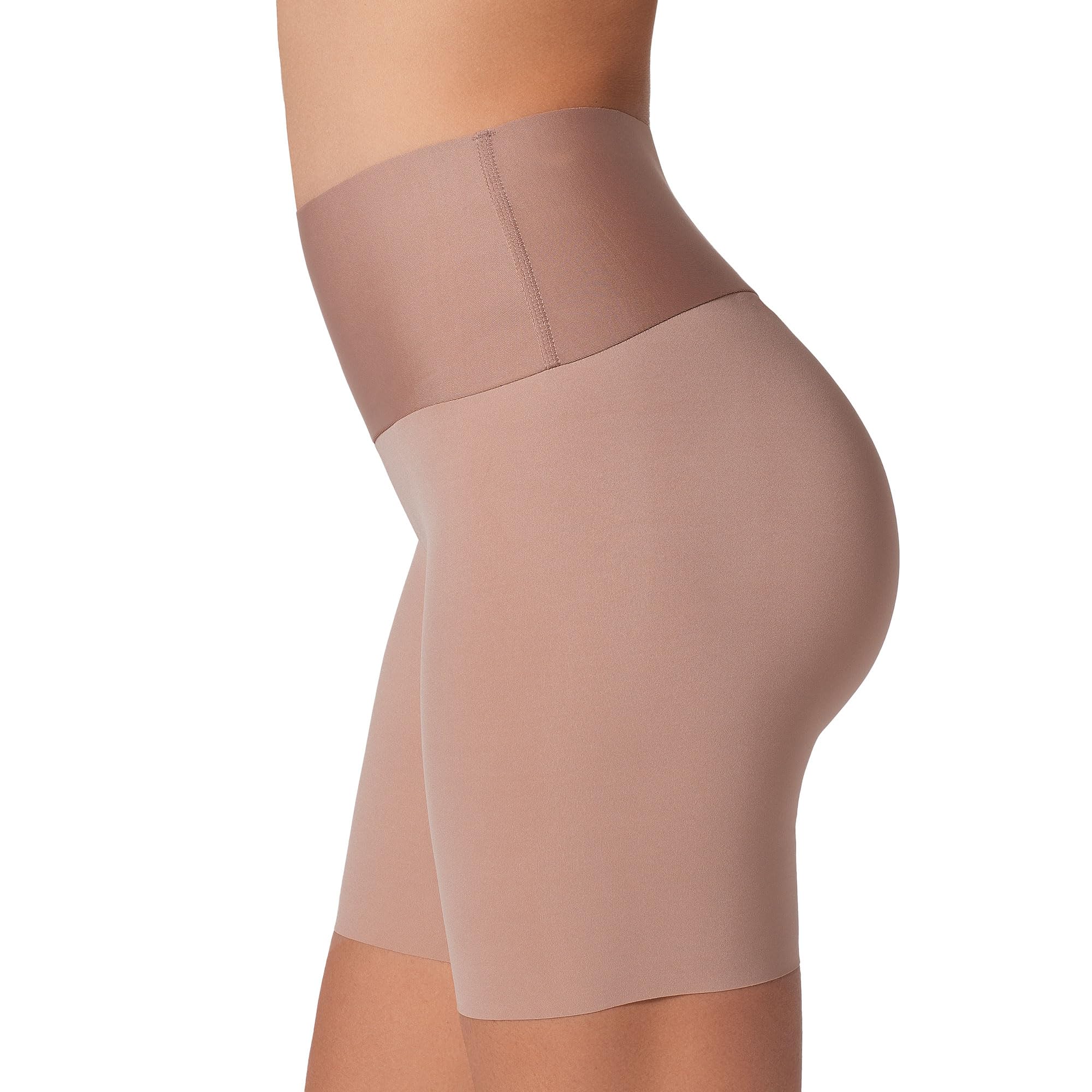 Photo 1 of (MEDIUM) Leonisa Stay-in-Place Shapewear Shorts for Women - High Waisted Seamless Shorts, Tummy Control Under Dress Shapewear, Brown, Medium