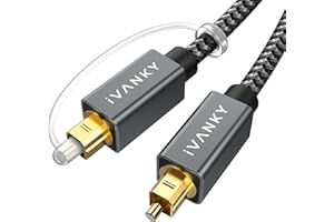 iVANKY Digital Optical Audio Cable 6ft/1.8M, Slim Nylon Braided Audio Optical Cord Toslink Cable for Sound Bar, TV, PS4, Xbox