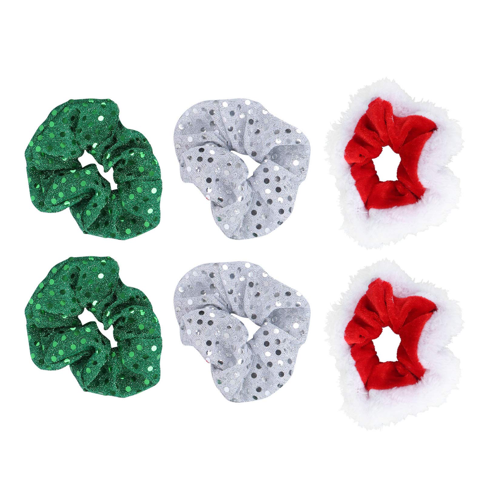 FRCOLOR 6Pcs Hair Scrunchies Glitter Sequins Christmas Hair Ties Soft Hair Ropes Ponytail Holder for Girls Women