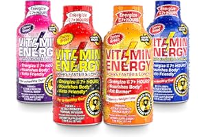 Vitamin Energy Variety Energy Drink Shots, Mood+, Focus+, Extra Strength, b12+, Up to 7+ Hours of Energy, 1.93 Fl Oz, 4 Count
