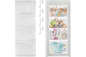 UAREHIBY Stuffed Animal Storage,Over The Door Organizer Storage for Storage Plush Toys,Baby Supplies and Other Soft Sundries,Breathable Hanging Large Capacity Toy Storage Pockets for Kids Room Bathroom (White)