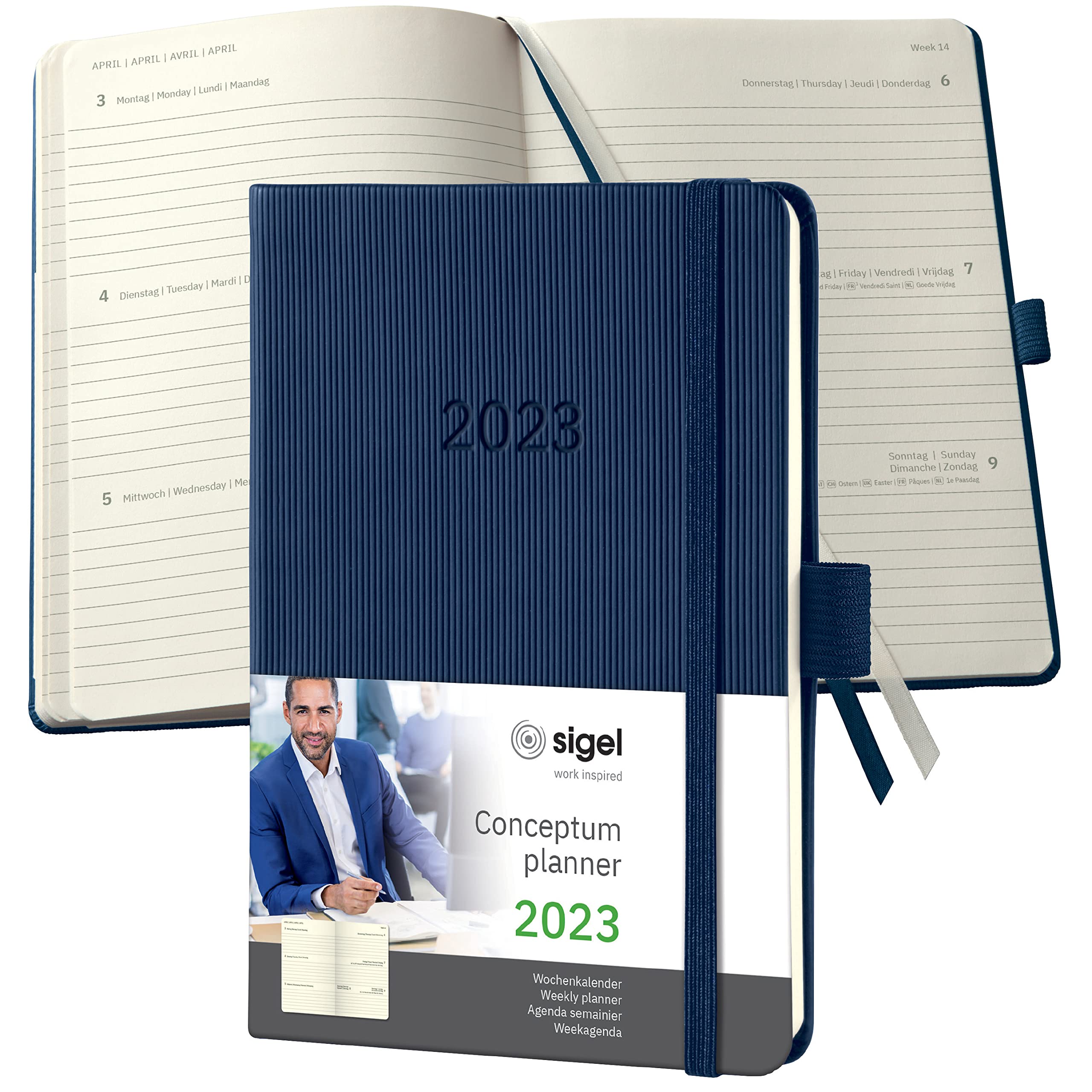 SIGEL C2363 Weekly planner Conceptum 2023 - approx. A6 - dark blue - hardcover - 2 pages = 1 week - 176 S.