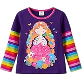 VIKITA Girls' Long Sleeve T-Shirts Winter Tops for Kids 3-12 Years Cotton Casual Print Shirts