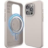 elago Magnetic Silicone Case Compatible with iPhone 15 Pro Case 6.1 Inch Compatible with All MagSafe Accessories - Built-in Magnets, Soft Grip Silicone, Shockproof [Stone]