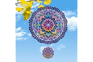 Rngmsi Mandala Wind Spinner Gifts for Women, Mandala Hanging Wind Spinners Outdoor Gifts for Mom Men Grandma, 3D Stainless St