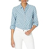 Tommy Hilfiger Womens Women's Classic Long Sleeve Roll Tab Button Down Shirt (Standard and Plus Size)