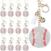 Nosiny 12 Pcs Rhinestone Keychains for Women | Back to School Gift Bling Purse Charm Sport Key Ring with Tassel Senior Night Team Gifts for Party Handbag