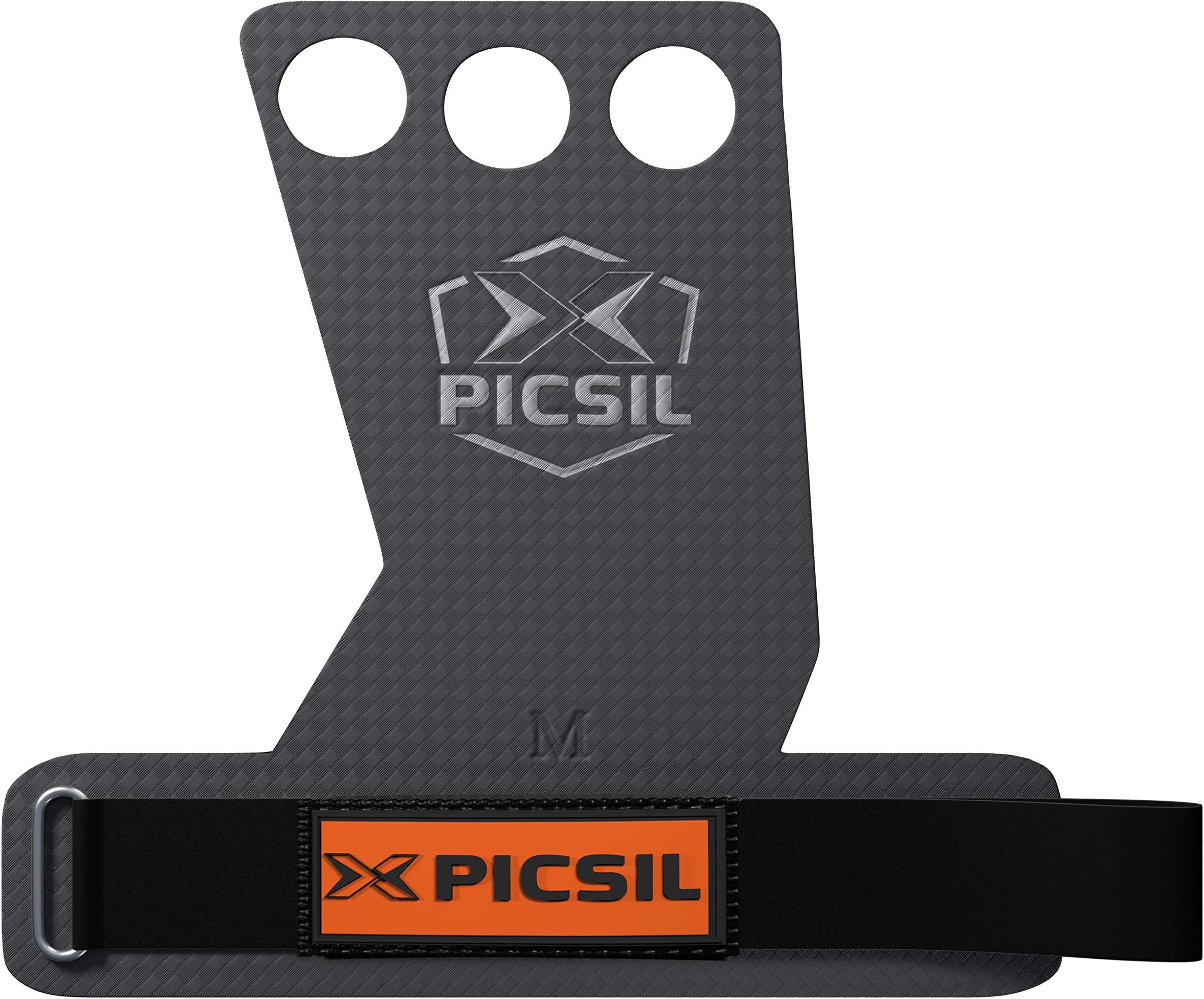 PICSIL RX Carbon Grips 3 Holes - Hand Grips and Gymnastics Grips for Cross Training, muscleups, pullups, Weight Lifting, Chin ups, Training, Exercise, Kettlebell