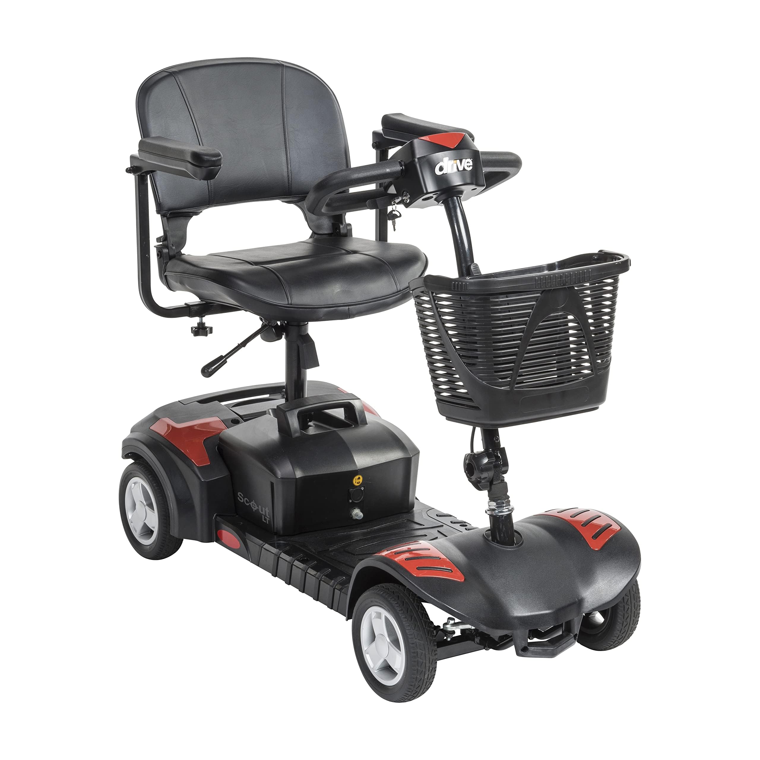 Photo 1 of Drive Medical Spitfire Scout 4-Wheel Power Luxury Travel Scooter with Extended 15 Mile Range Battery, Red/Blue
