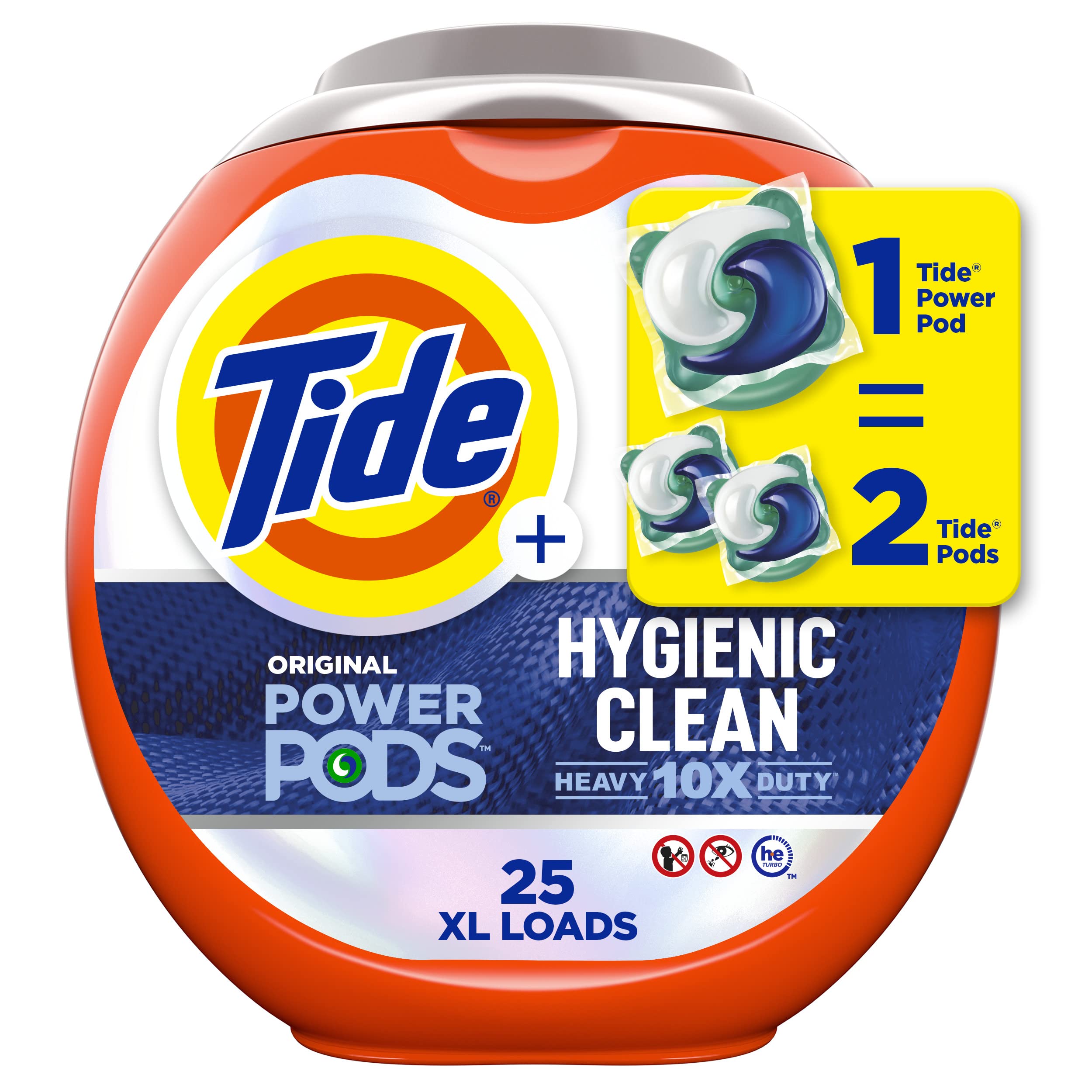Photo 1 of Tide Hygienic Clean Heavy 10x Duty Power PODS Laundry Detergent Pacs, Original, 25 count, For Visible and Invisible Dirt