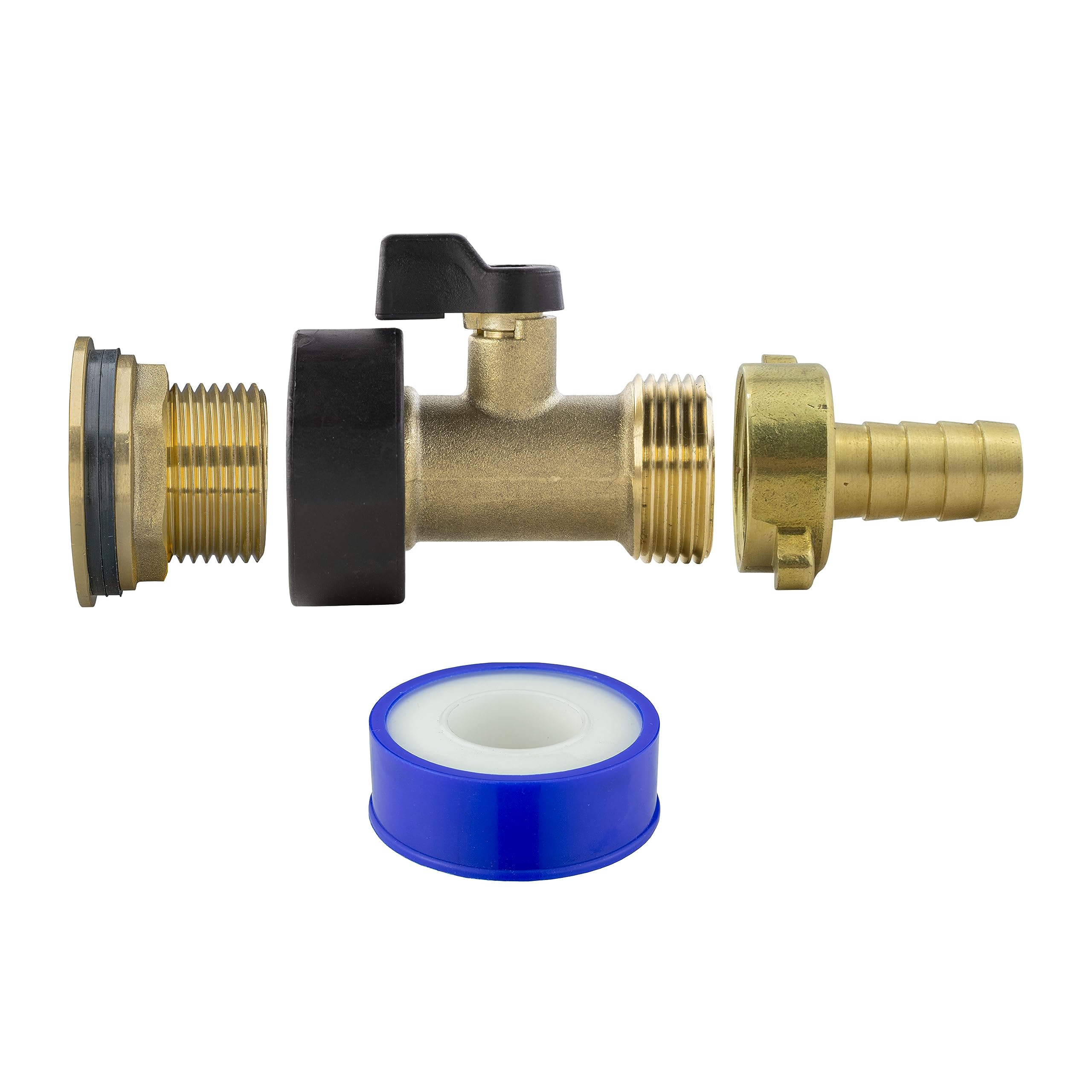 All Brass Solid Metal Garden Water Tank Replacement Outlet & Adapter for 3/4” BSP Tanks with Brass Valve Barbed Push Fit Connector, Compatible with 1/2” Standard Hosepipe, Corrosion & Rust Resistant