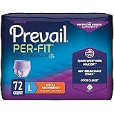 Prevail Per-Fit for Women Daily Protective Underwear, Pull-up Disposable Adult Diaper for Women, Extra Absorbency, Large, 72 Count (4 Packs of 18)