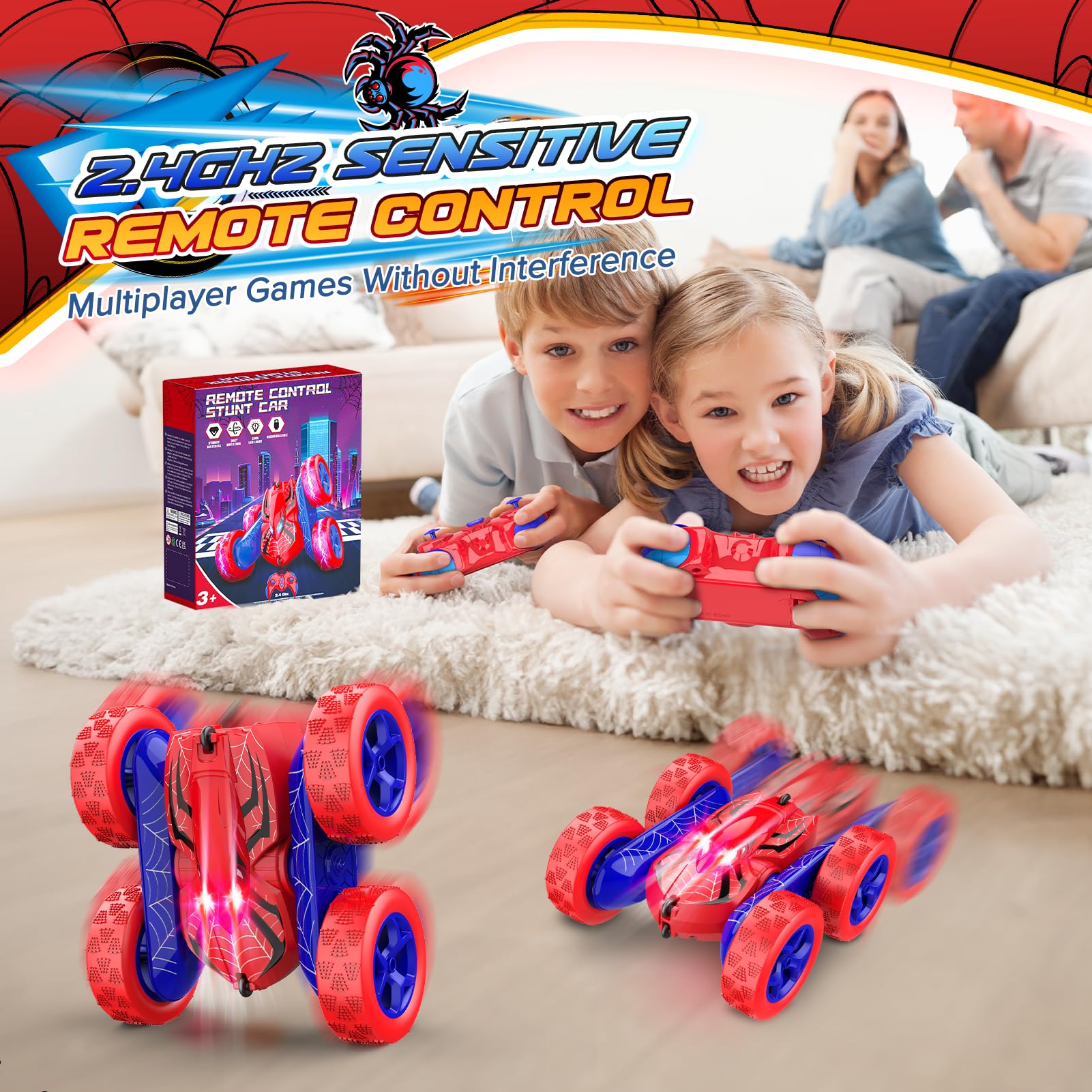 Remote Control Car,RC Cars Boys Toys for 3 4 5 6 7 8 9 10 11 12 Year Old Boy Double Sided 360°Flip 4WD Rechargeable Drift RC Race Car Birthday Gifts Christmas Basket Stuffers for Kids Age 3-12