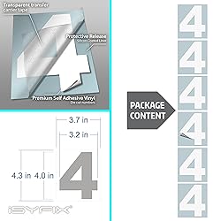 iSYFIX White Vinyl Number 4 (Four) Stickers - 6