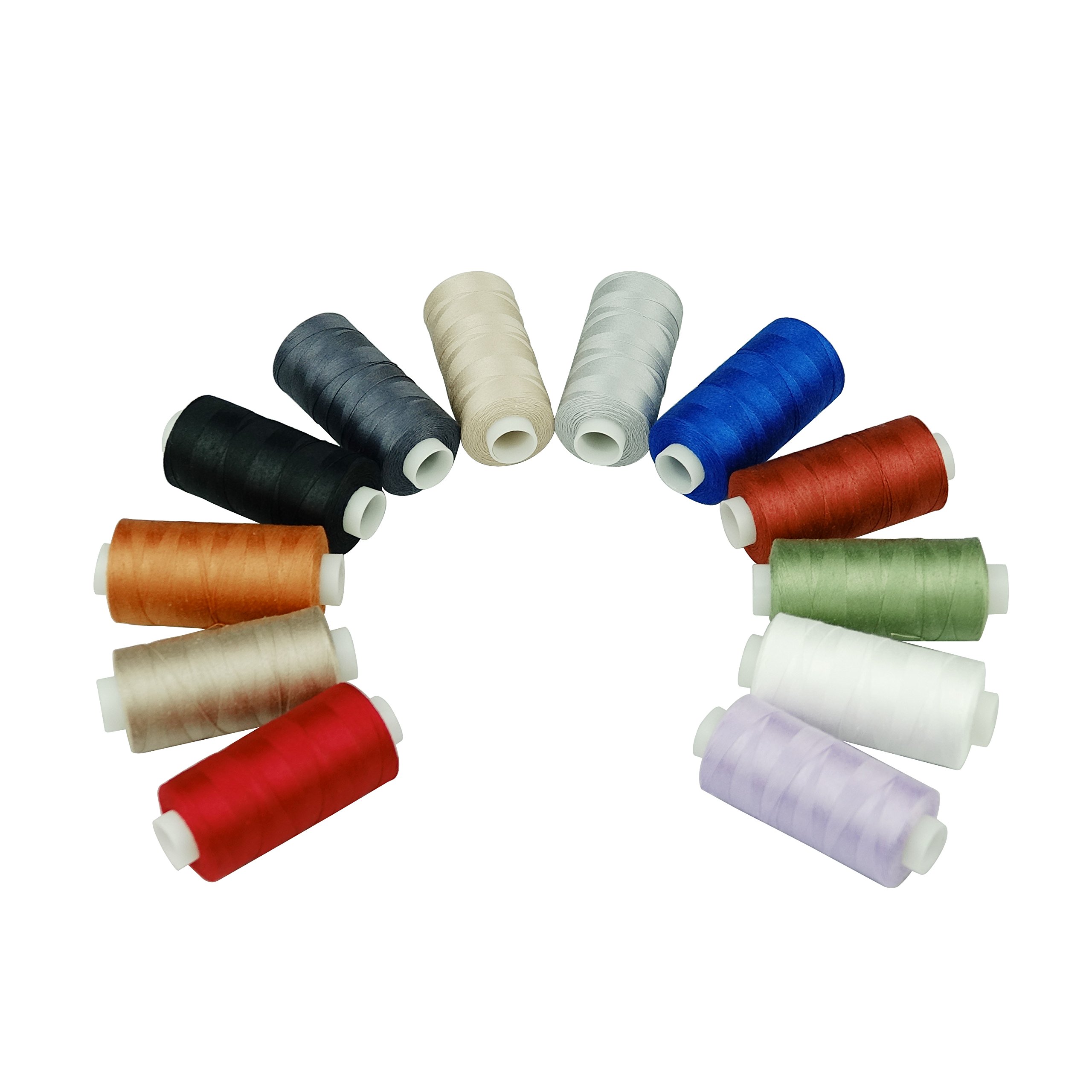 Simthread Cotton Sewing Quilting Thread for Home Sewing Machine - 12 Basic Colors, 550 Yards/Spool — image 1