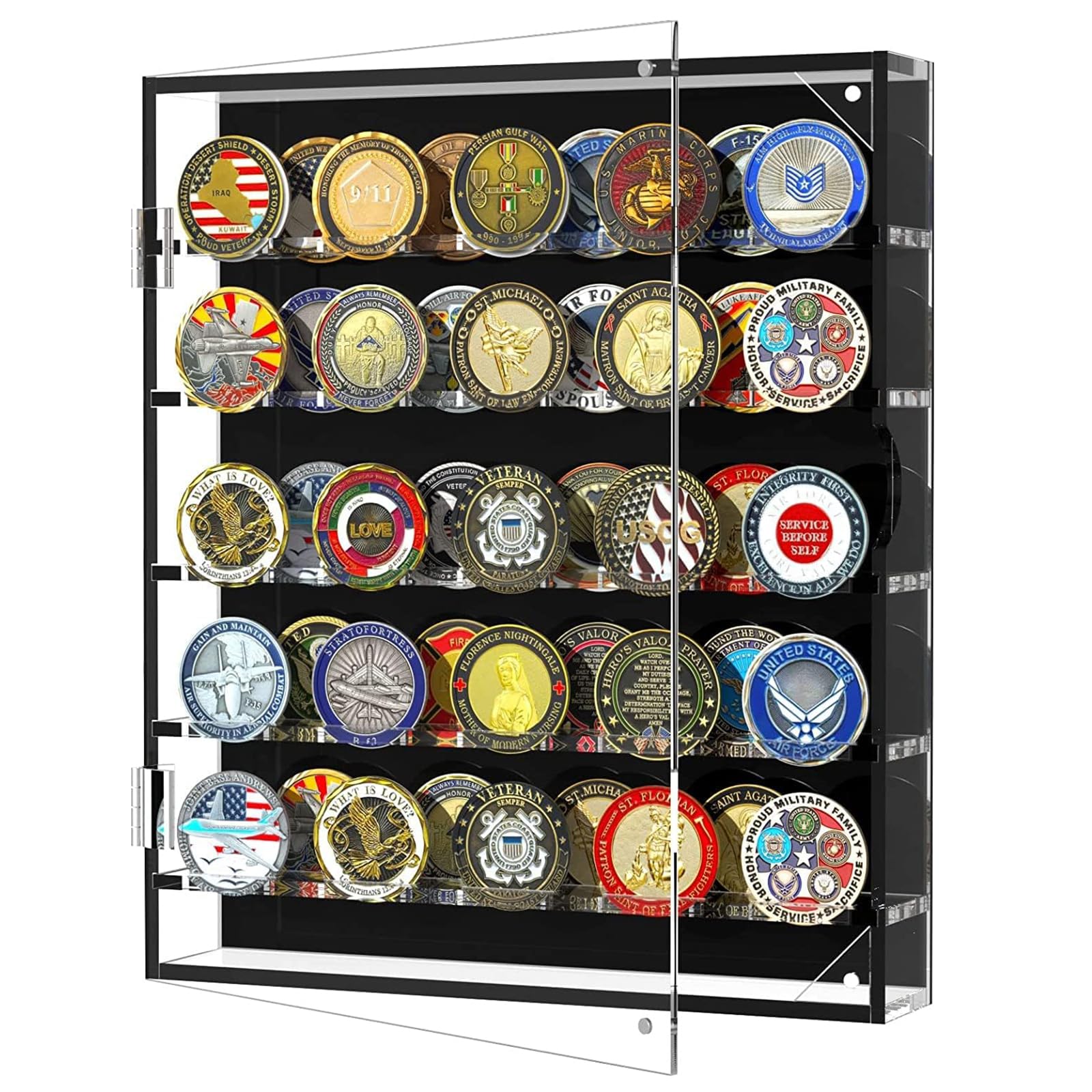 Coin Holder Display Challenge Coin Display Military Coin Holder Display Acrylic carmanon Coin Holder Coin Box fits 45 Military Medals Poker Chip Anime Coins