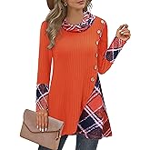 Miusey Women's Cowl Neck Pullover Sweaters Lightweight Long Sleeve Tunic Sweatshirts Asymmetric Hem Knit Sweater